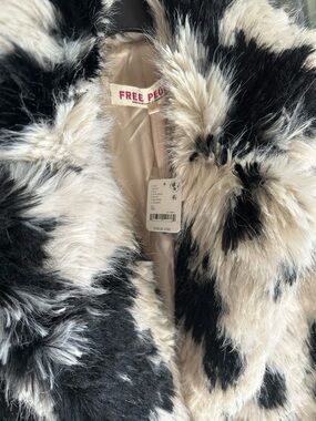 Free People Two-Tone Black & Cream Faux Fur Teddy Jacket